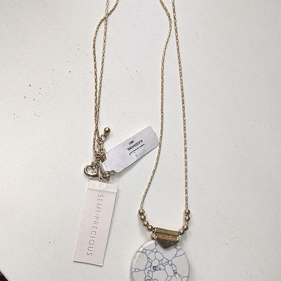 Natural Stone Long Gold Tone Necklace - Picture 4 of 4